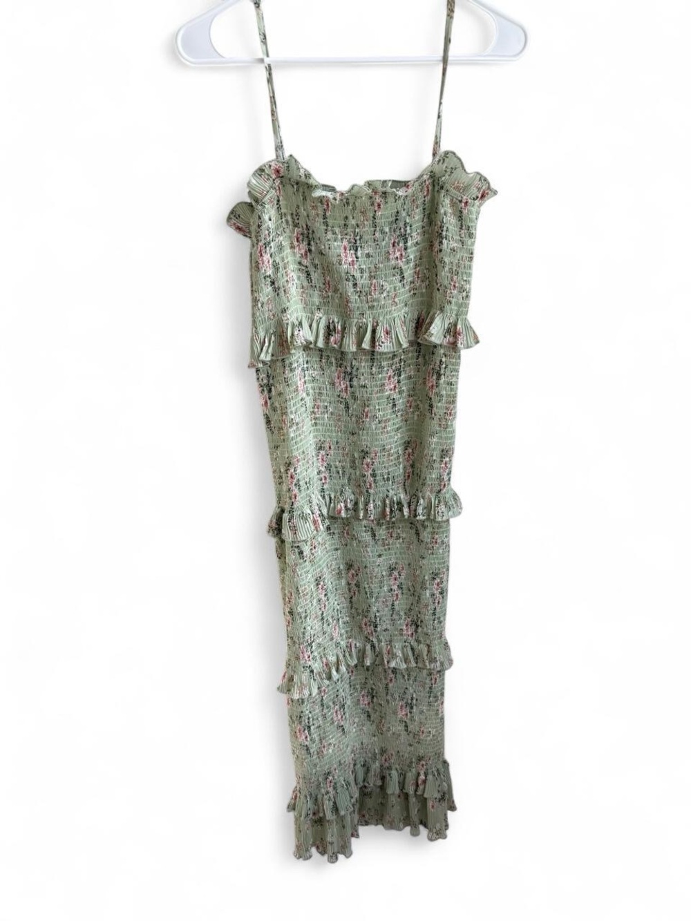 Mable Green Floral Smocked Midi Dress